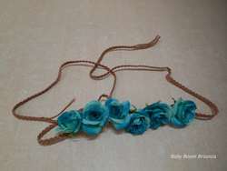 Fascetta / cintura con fiori azzurri 